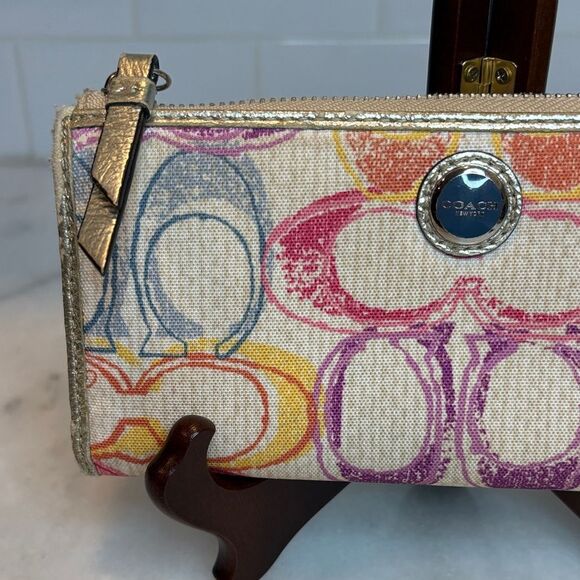 Coach Wallet Poppy Dream Multi-Color Scribble Logo Clutch Wallet - Picture 2 of 16